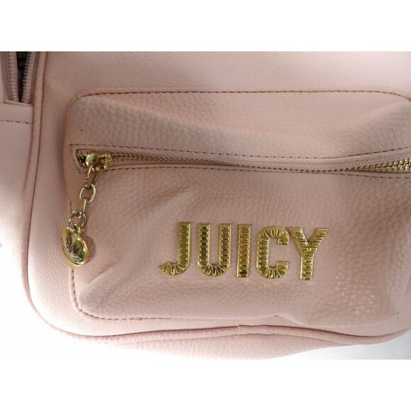 Juicy Couture Mini Backpack Blush Purse Pink Y2K Faux Leather Gold - Picture 3 of 12